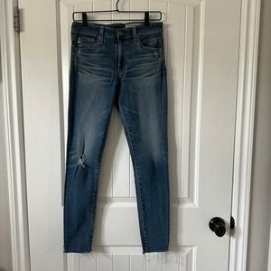 AG Adriano‎ Goldschmied The Farrah Skinny Ankle Jeans Distressed Raw Hem 27